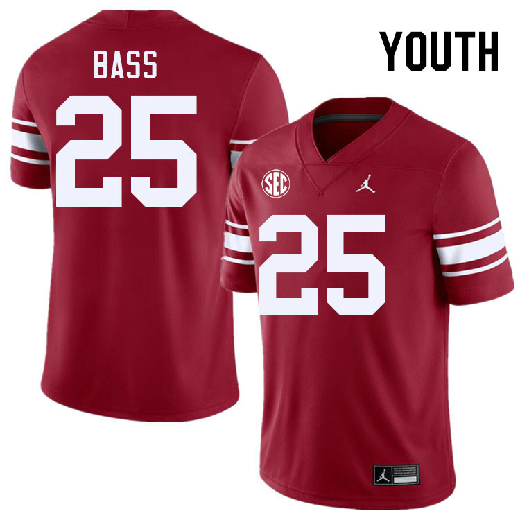 Youth #25 Andy Bass Oklahoma Sooners 2024 SEC Conference College Football Jerseys-Throwback